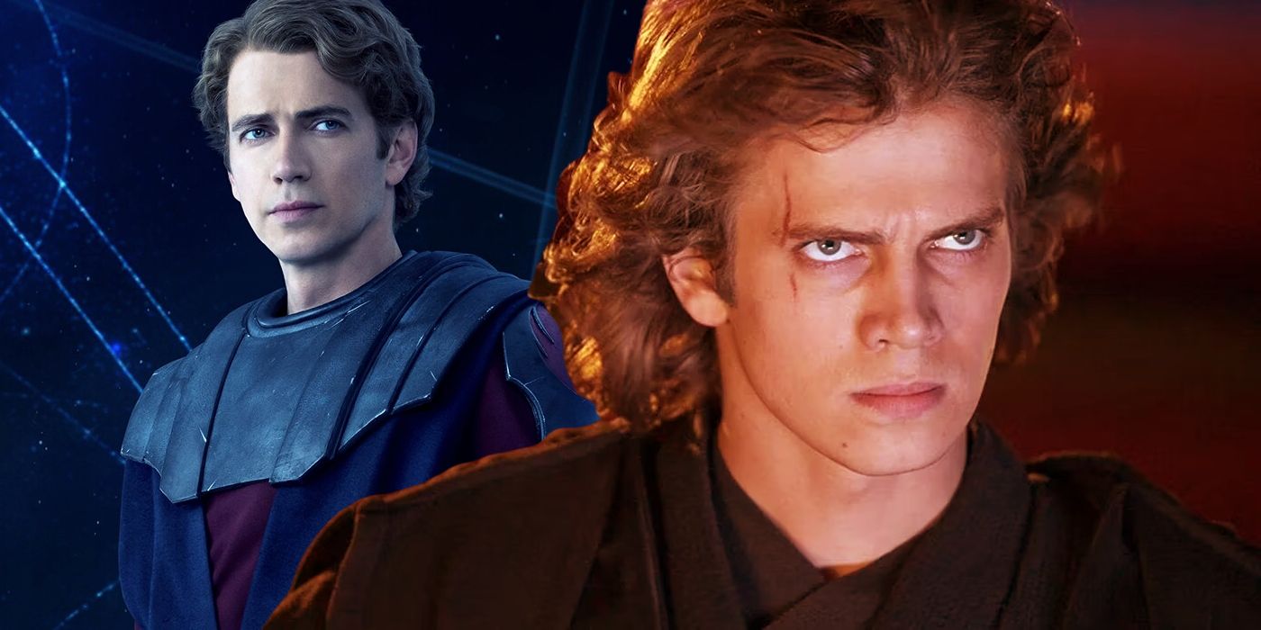 Hayden Christensen as Anakin Skywalker in Ahsoka and Revenge of the Sith