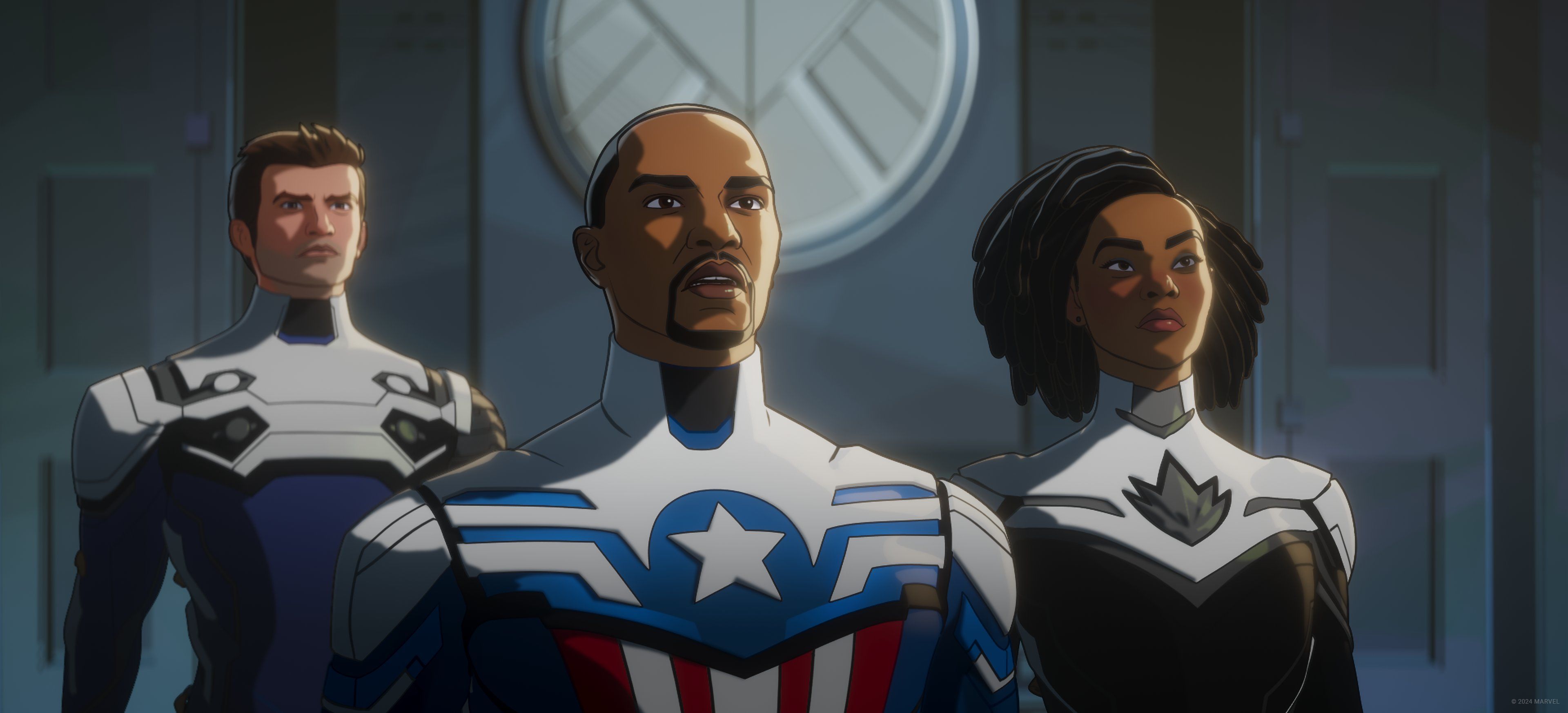 Sam Wilson/Captain America and Monica Rambeau in What If...? Season 3.