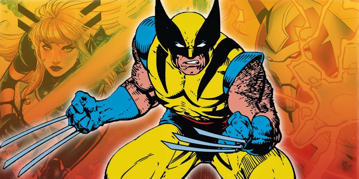 Wolverine with Magik and Nimrod from X-Men comics in the background