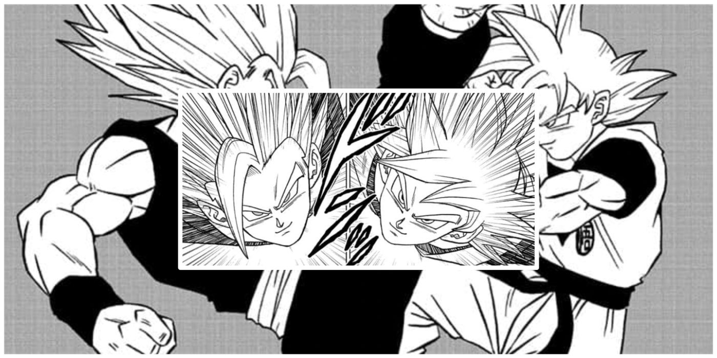 Gohan Beast fighting Ultra Instinct Goku in Dragon Ball Super manga.