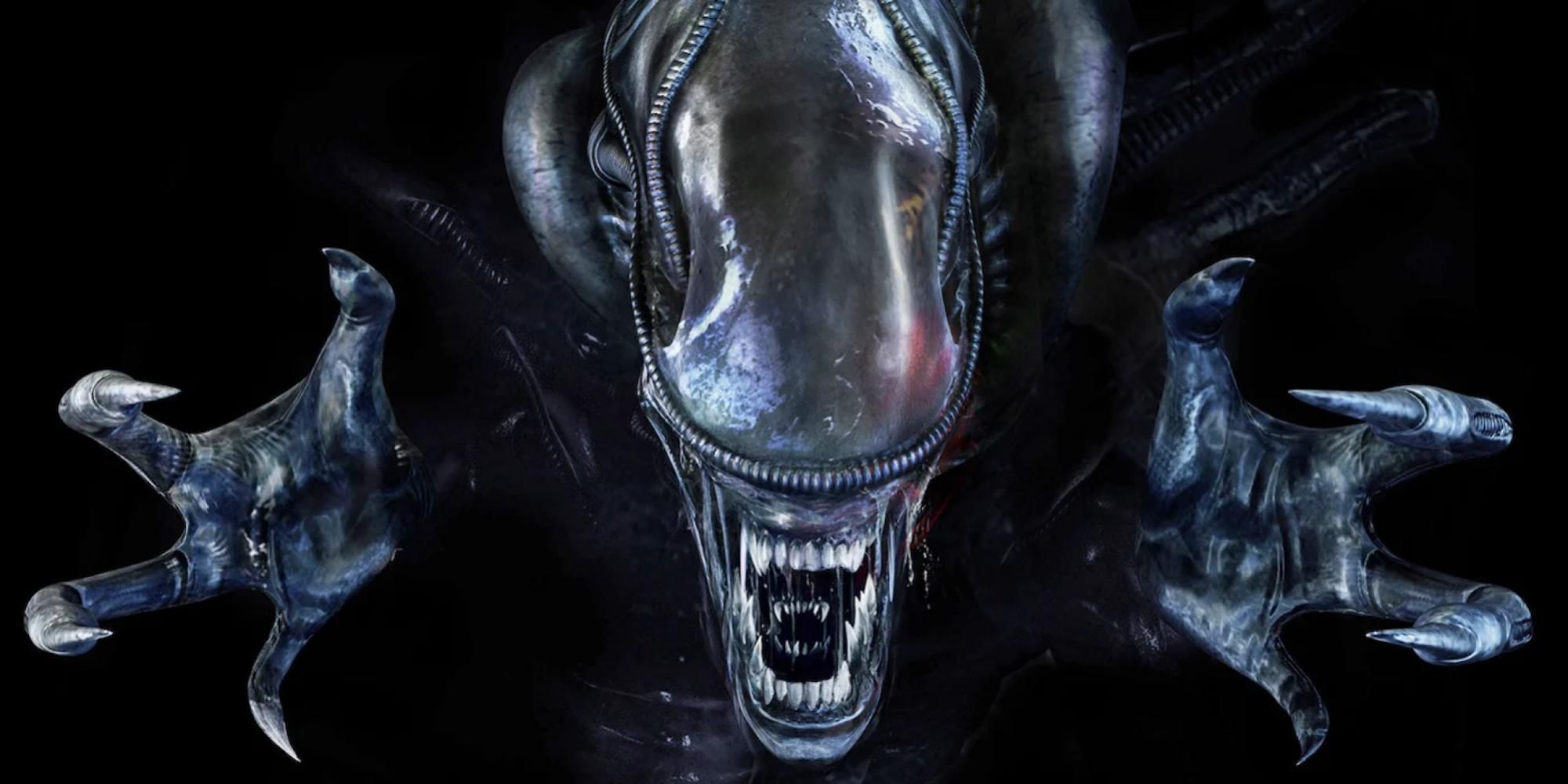 A Xenomorph leaping at the screen