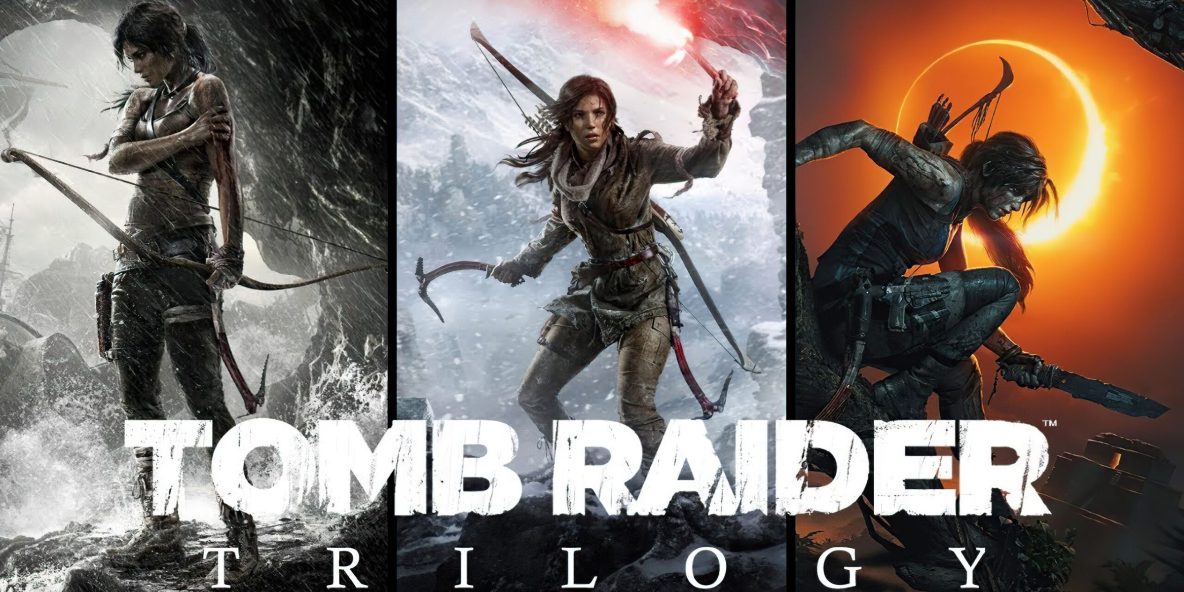 An official split image of the Tomb Raider games included in the Tomb Raider Reboot Trilogy