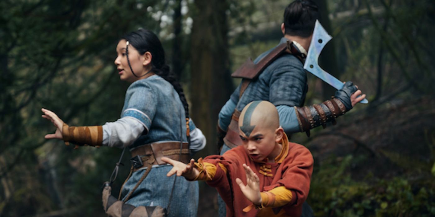 Aang, Sokka and Katara get ready for battle in Avatar: The Last Airbender