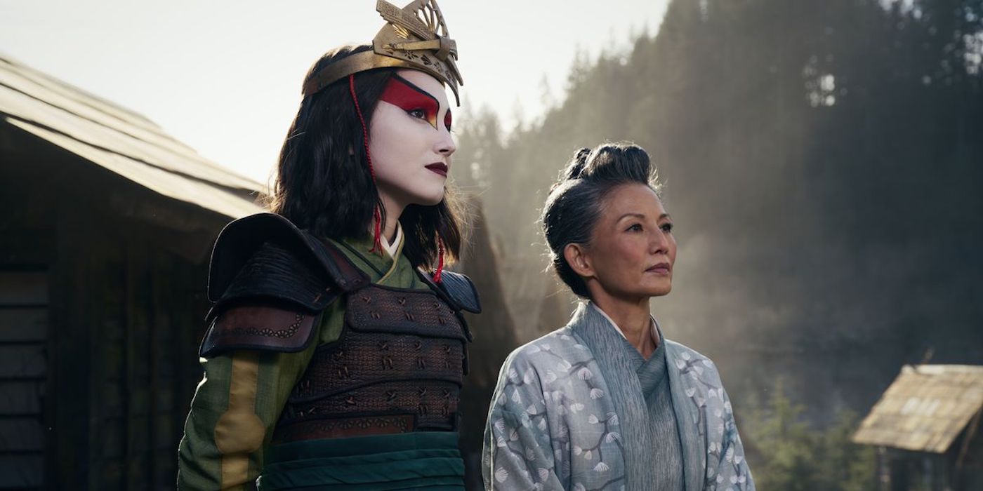 Suki e sua mãe protegem a Ilha Kyoshi em Avatar: O Último Mestre do Ar