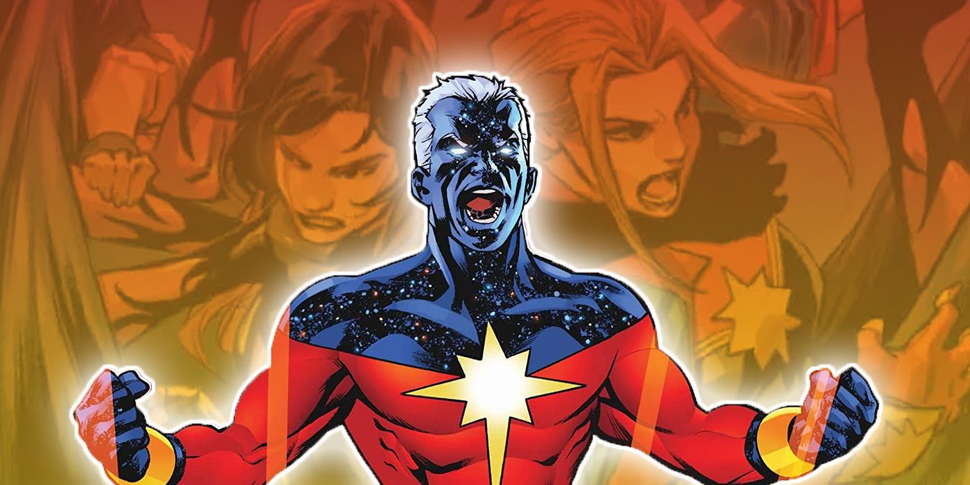 Genis-Vell screaming with Captain Marvel in the background