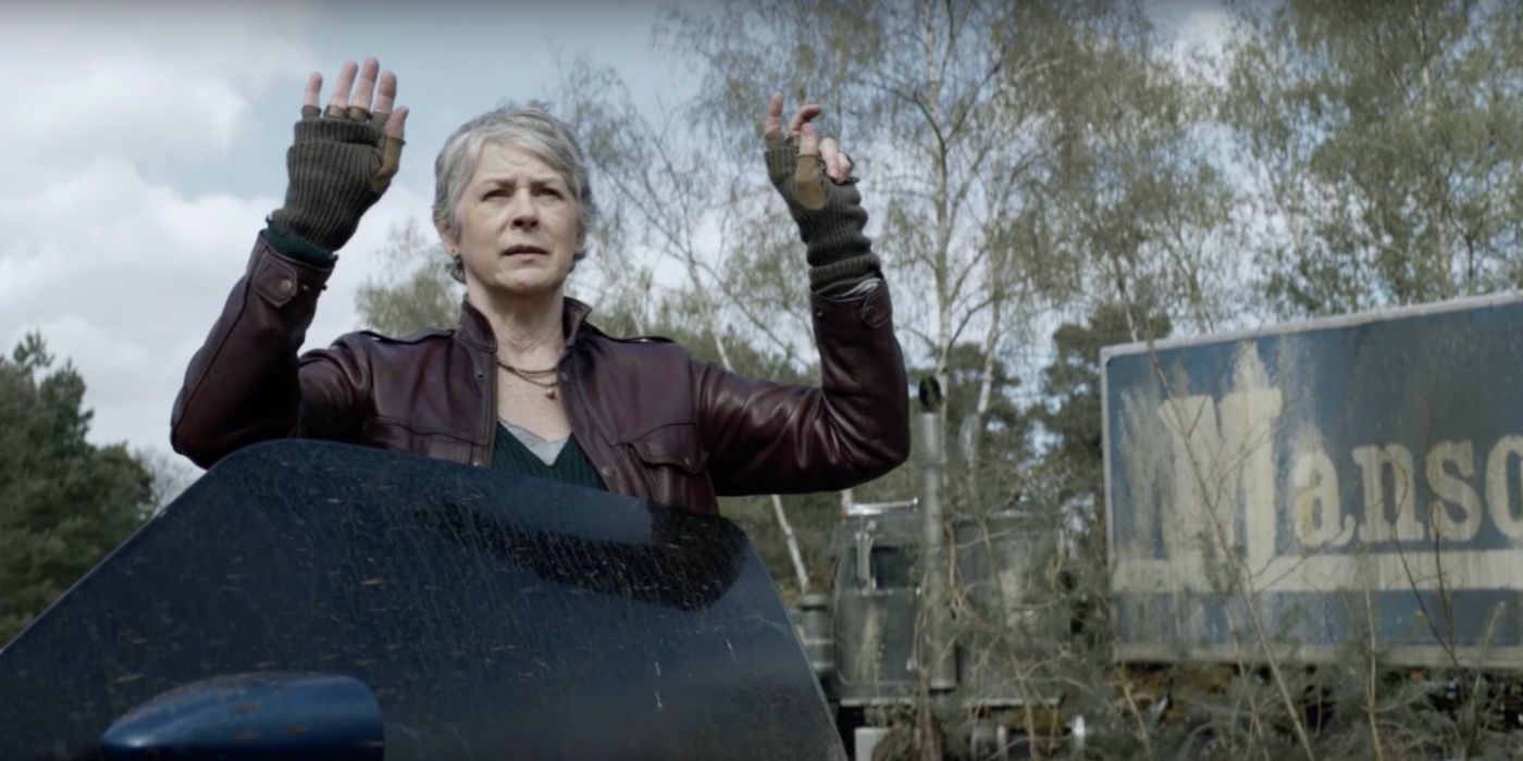 Carol Peletier with her hands up in The Walking Dead: Daryl Dixon