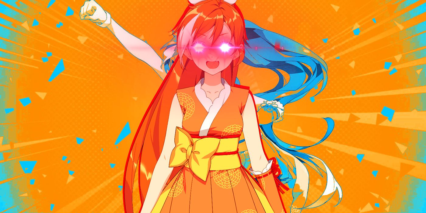 Crunchyroll's official mascot Hime smiling with glowing red eyes