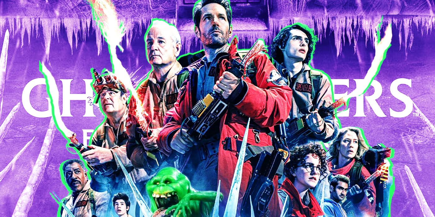 the cast of ghostbusters frozen empire standing ready to take down some ghosts