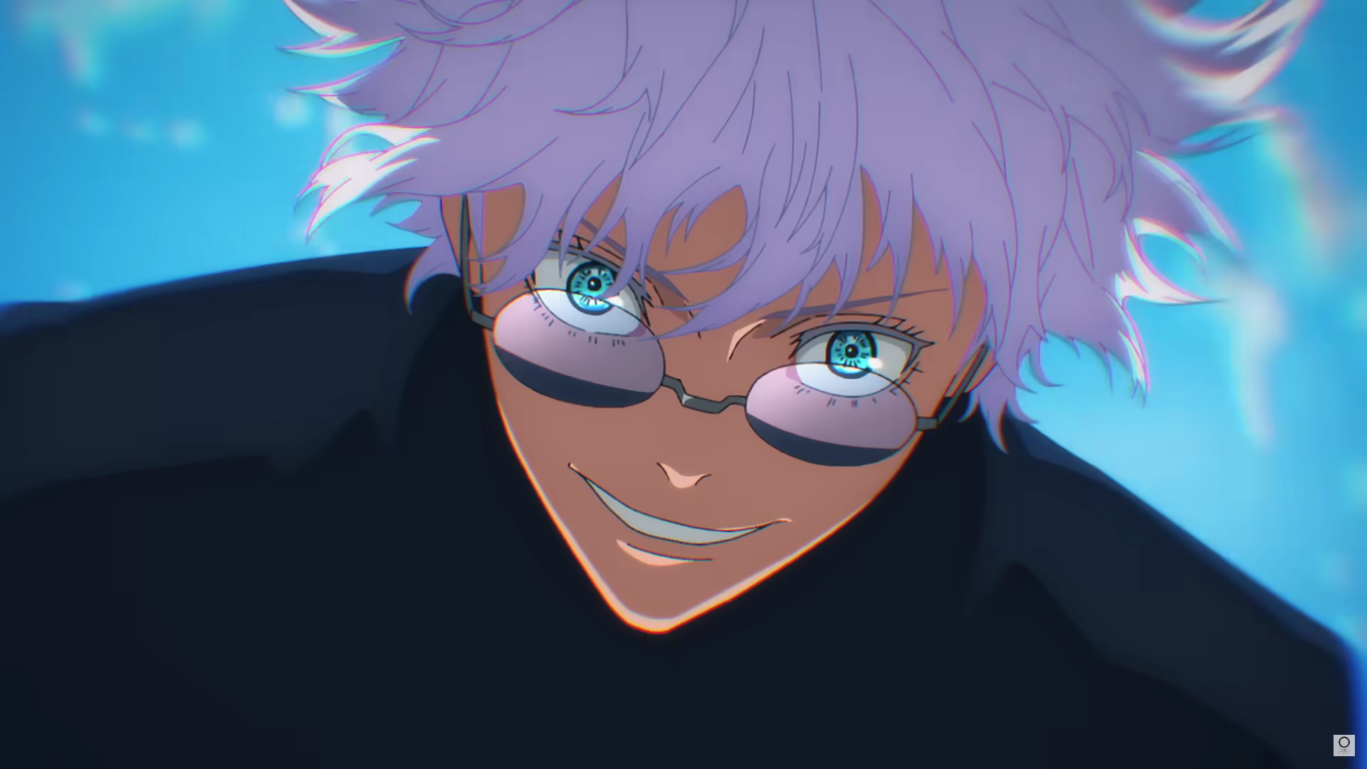 Satoru Gojo smiling while wearing glasses in Jujutsu Kaisen Season 2