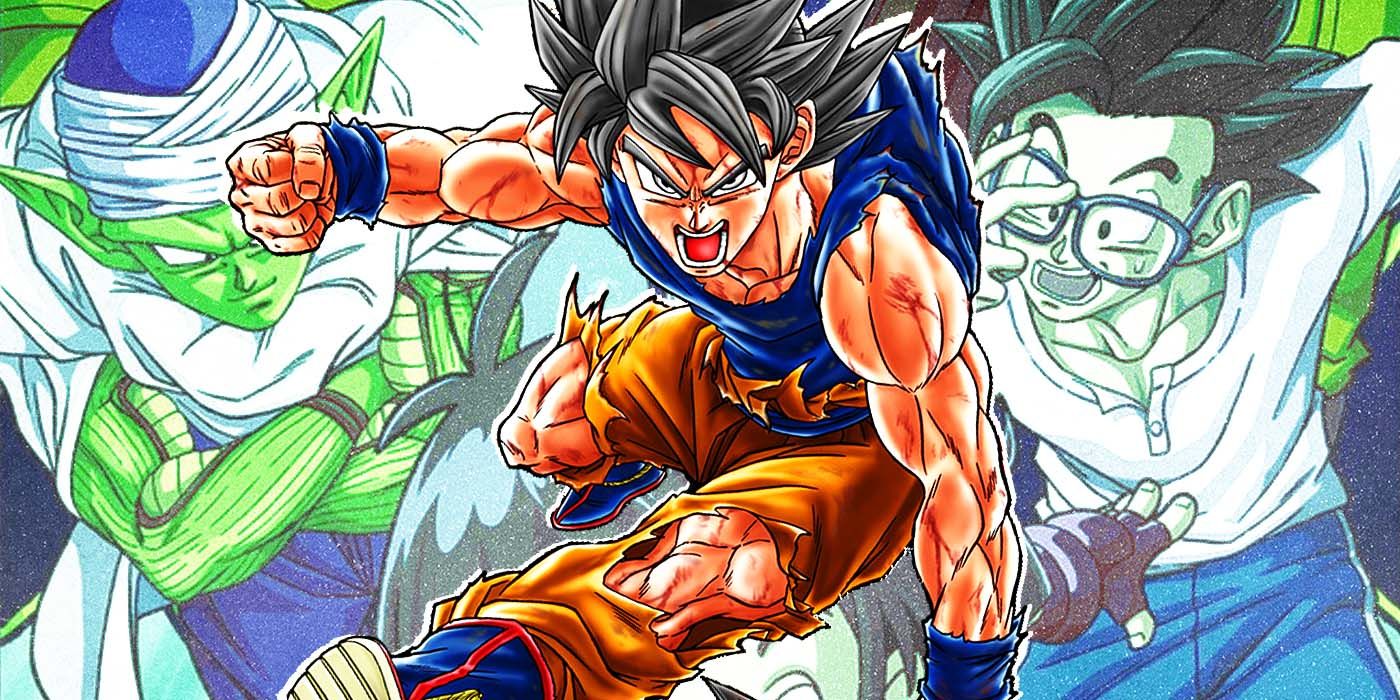 A composite image features Goku, Piccolo, and Gohan in Dragon Ball Super