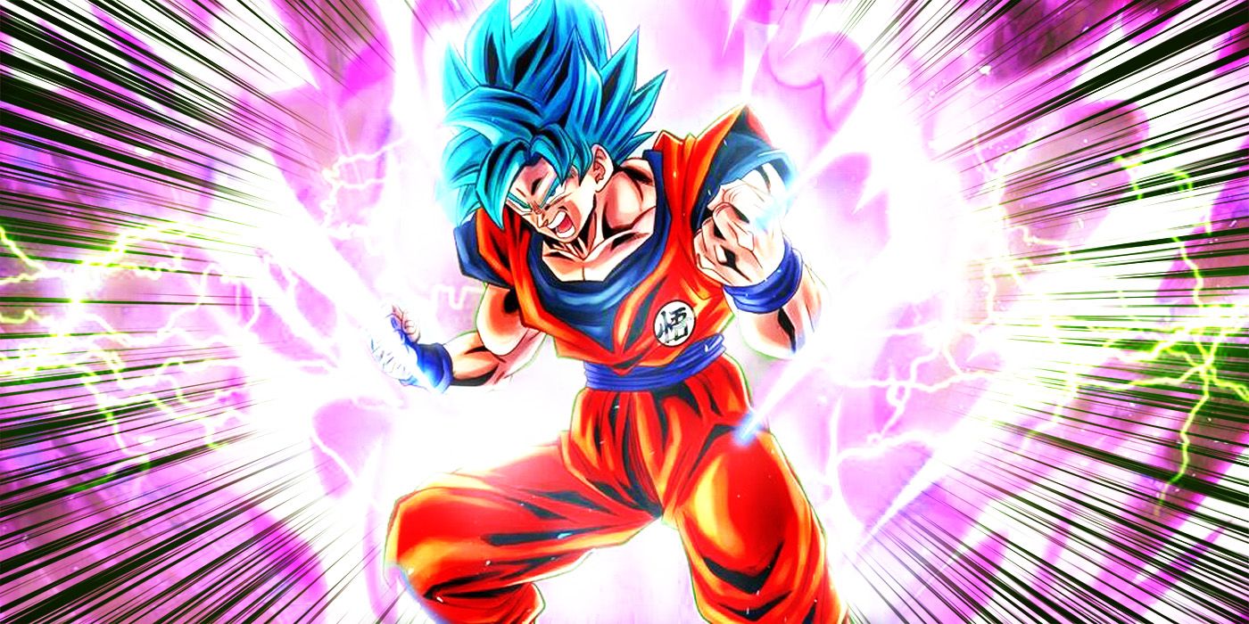 Dragon Ball's Goku powering up in Saiyan Blue form