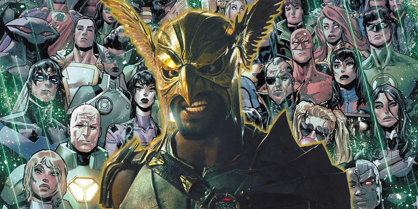 Composite image of Aldis Hodge's Hawkman and DC characters.