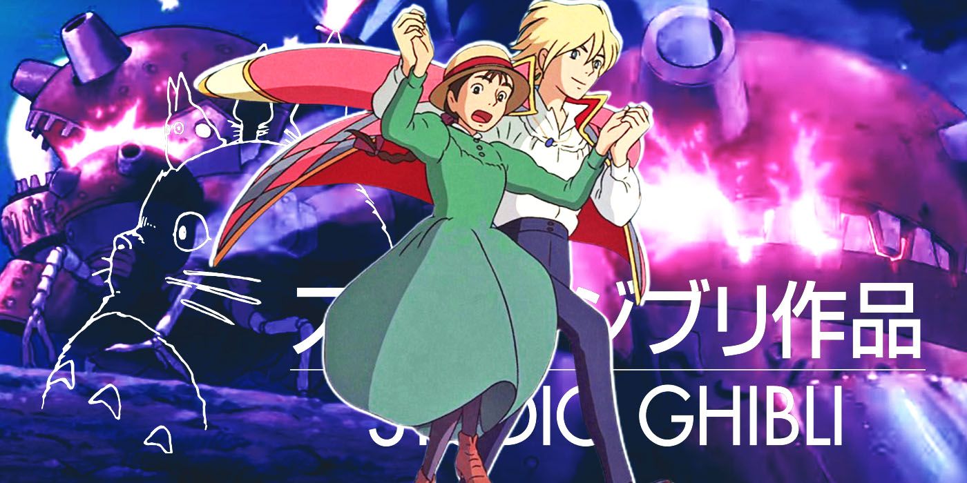 Sophie and Howl from Howl's Moving Castle with the Studio Ghibli logo and new ad