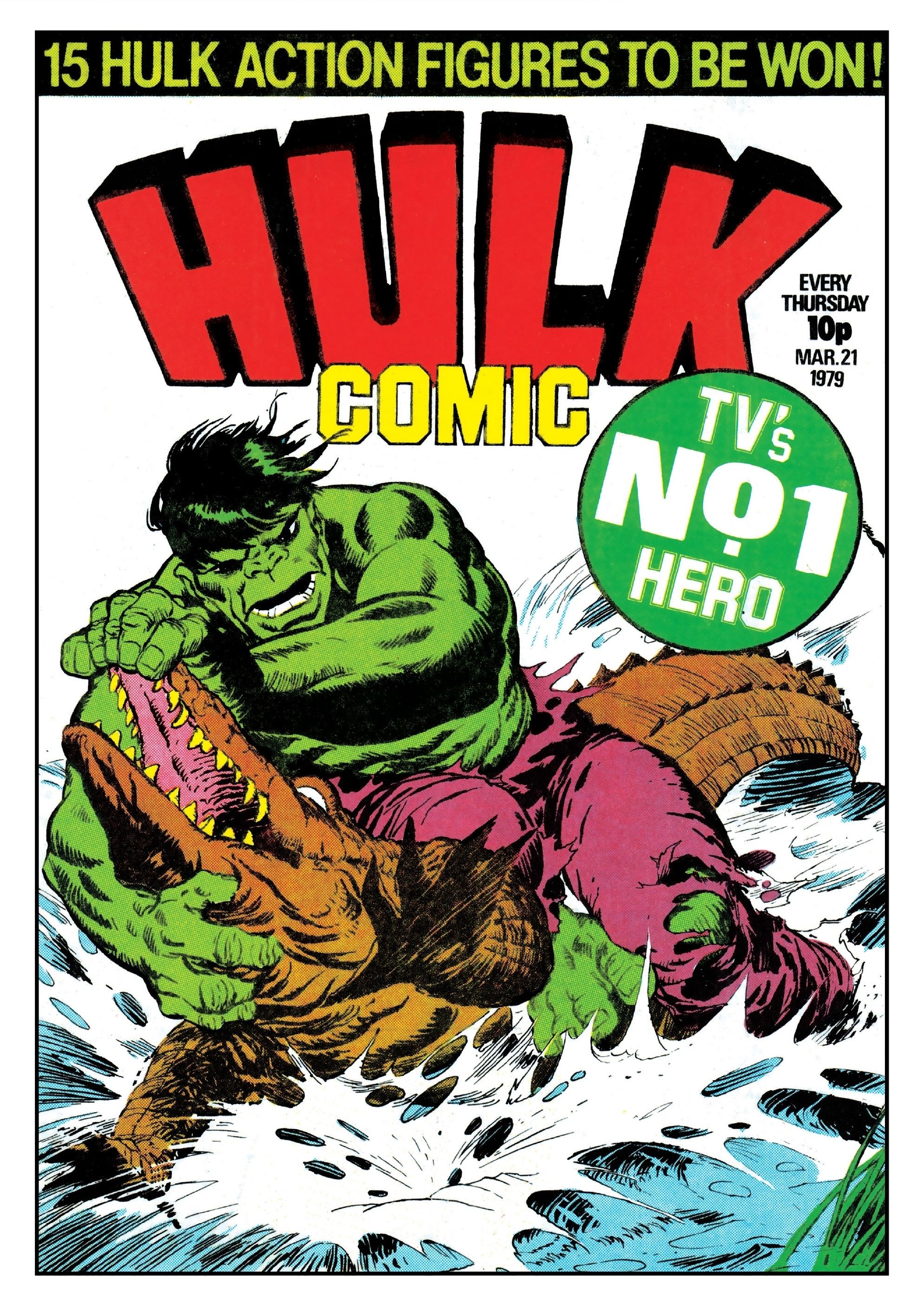 A capa do quadrinho semanal britânico Hulk