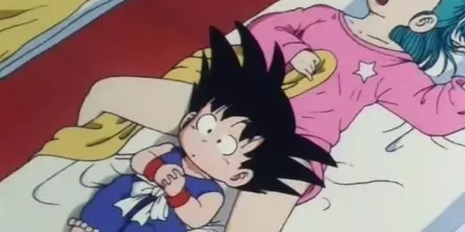 Goku deita no colo de Bulma em OG Dragon Ball