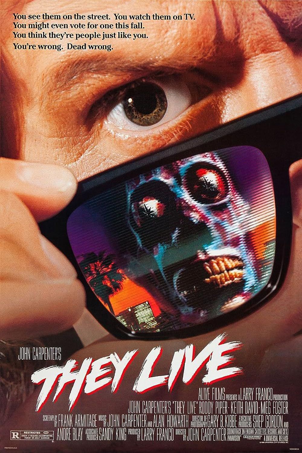 Jeff Imada and Roddy Piper in They Live movie poster