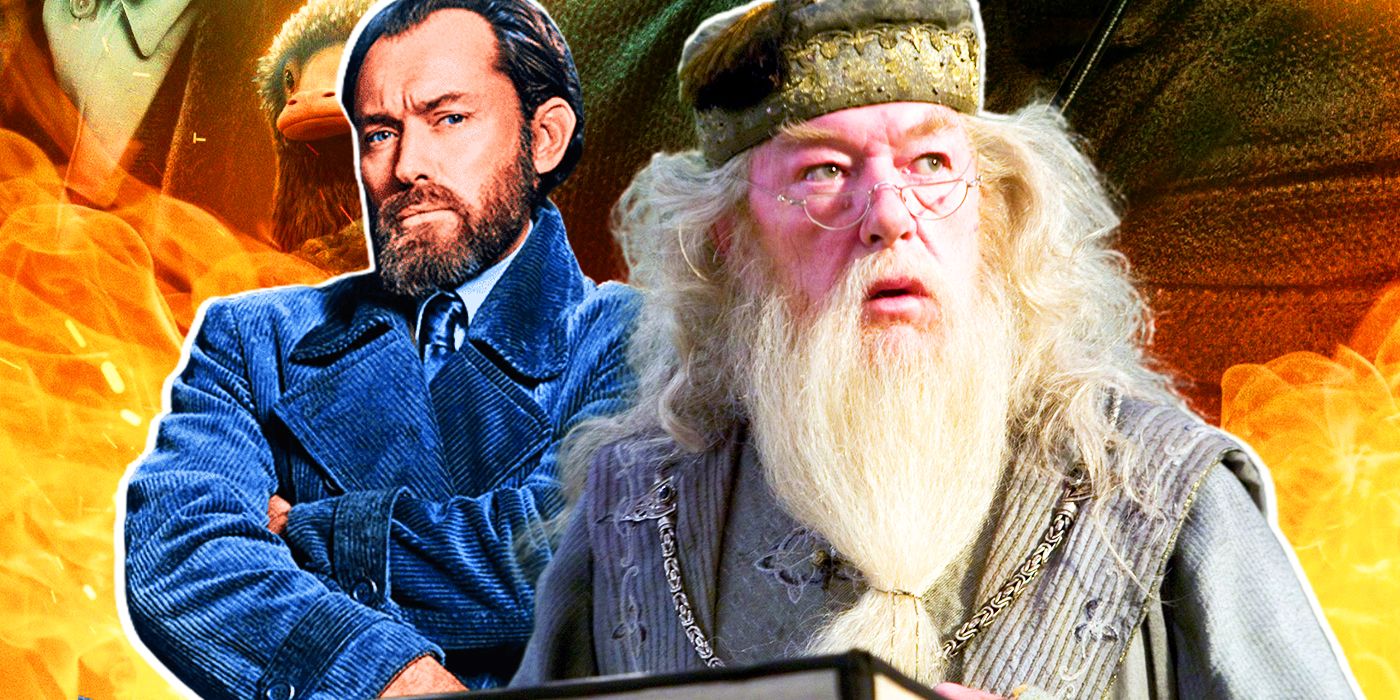 Jude Law and Michael Gambon Dumbledore