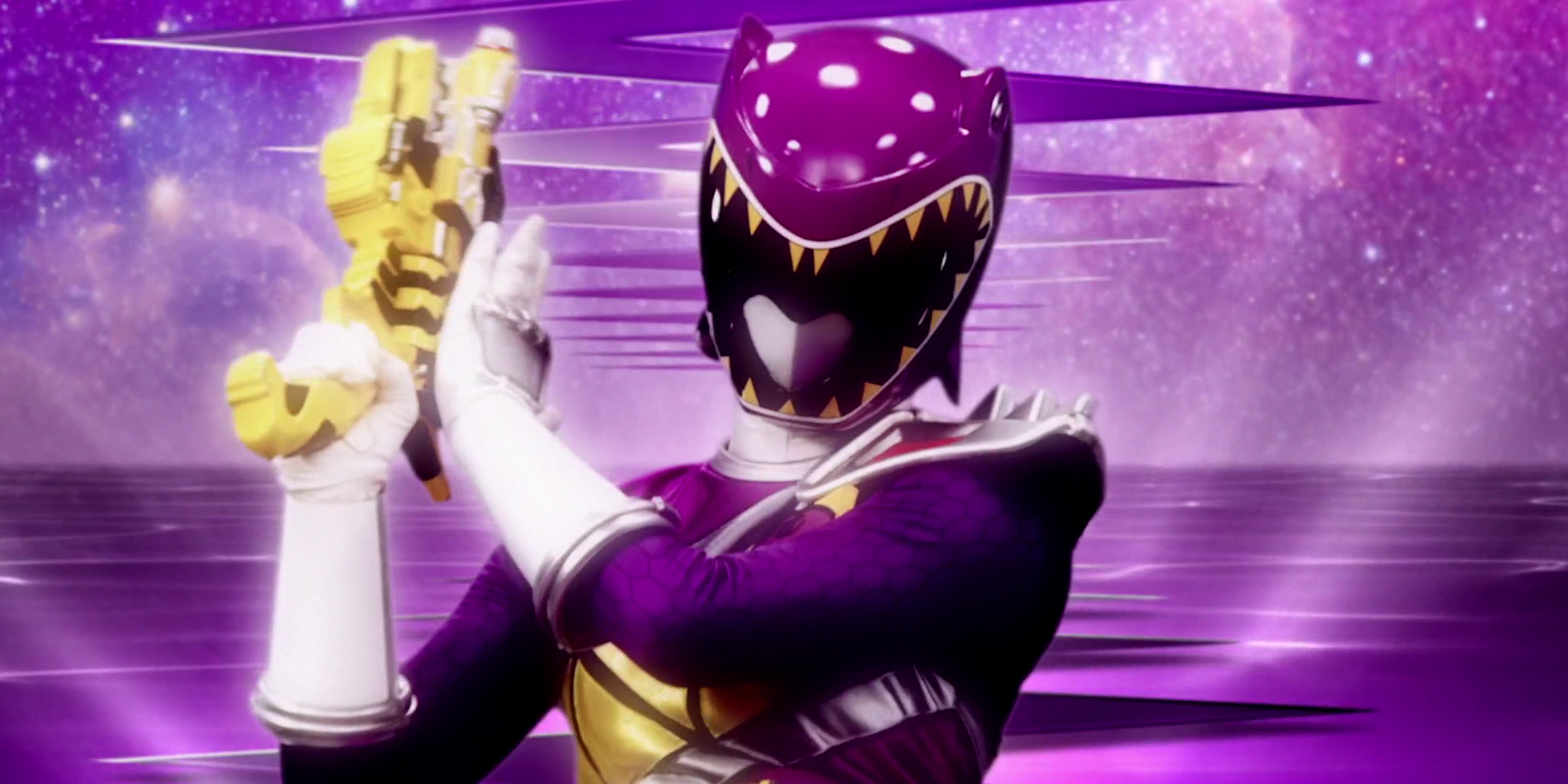 Kendall Morgan as the Dino Charge Purple Ranger, from Power Rangers Dino Charge.