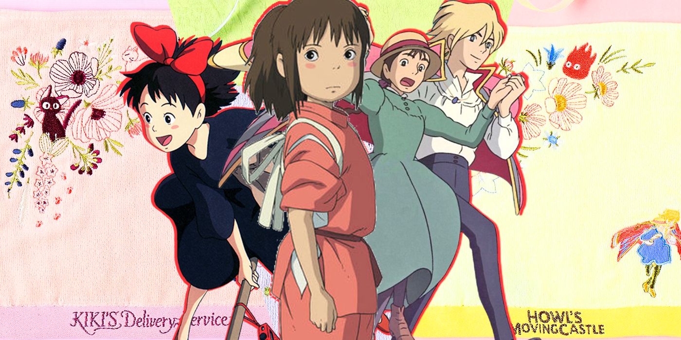 Kiki's Delivery Service, Spirited Away and Howl's Moving Castle with towel merchandise