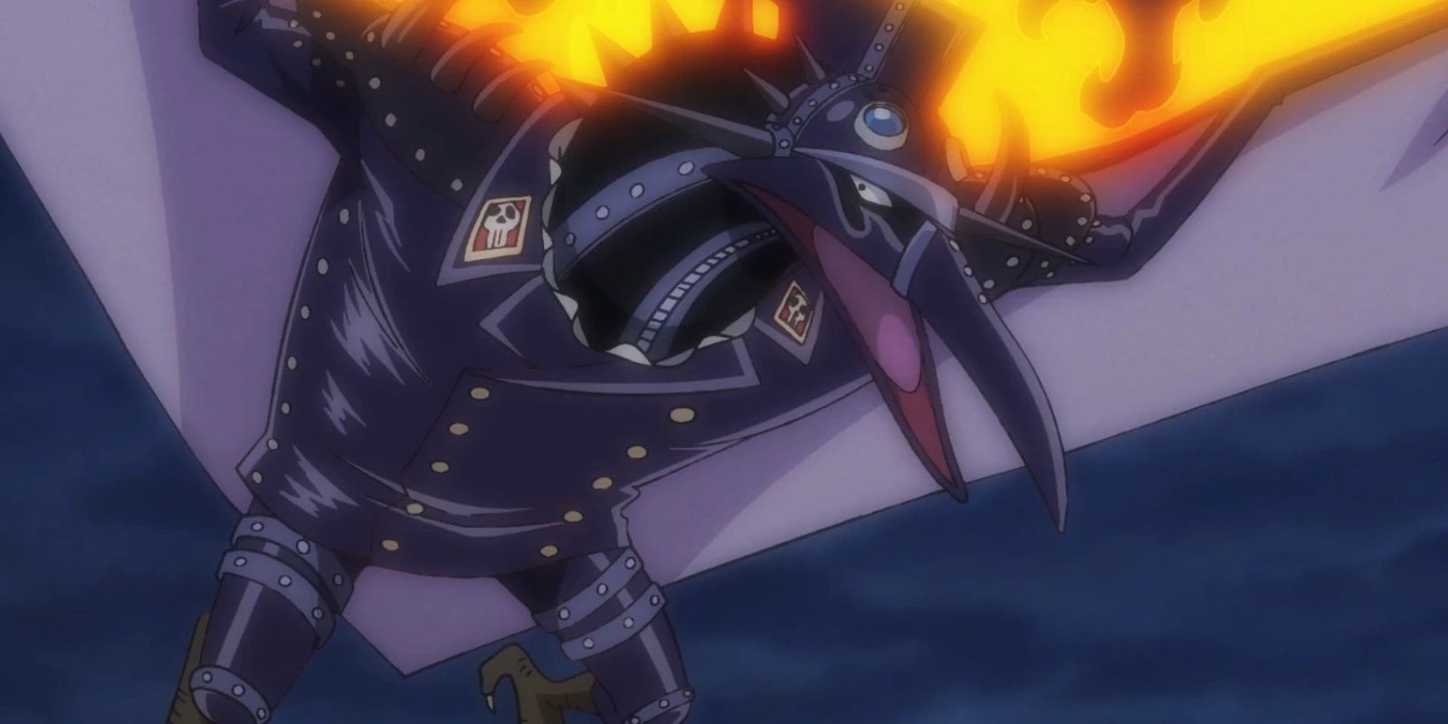 King flying in his dinosaur form in One Piece
