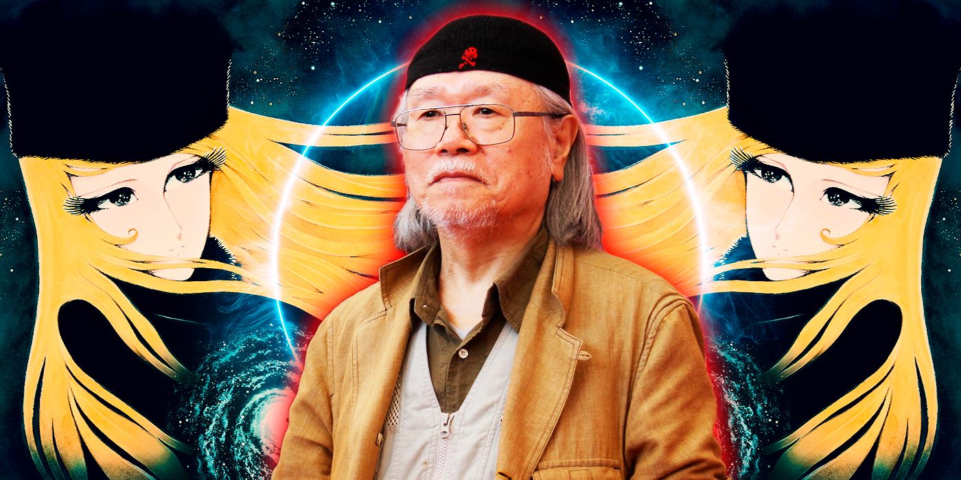An image of Leiji Matsumoto with mirror images of Maetel from Galaxy Express 999