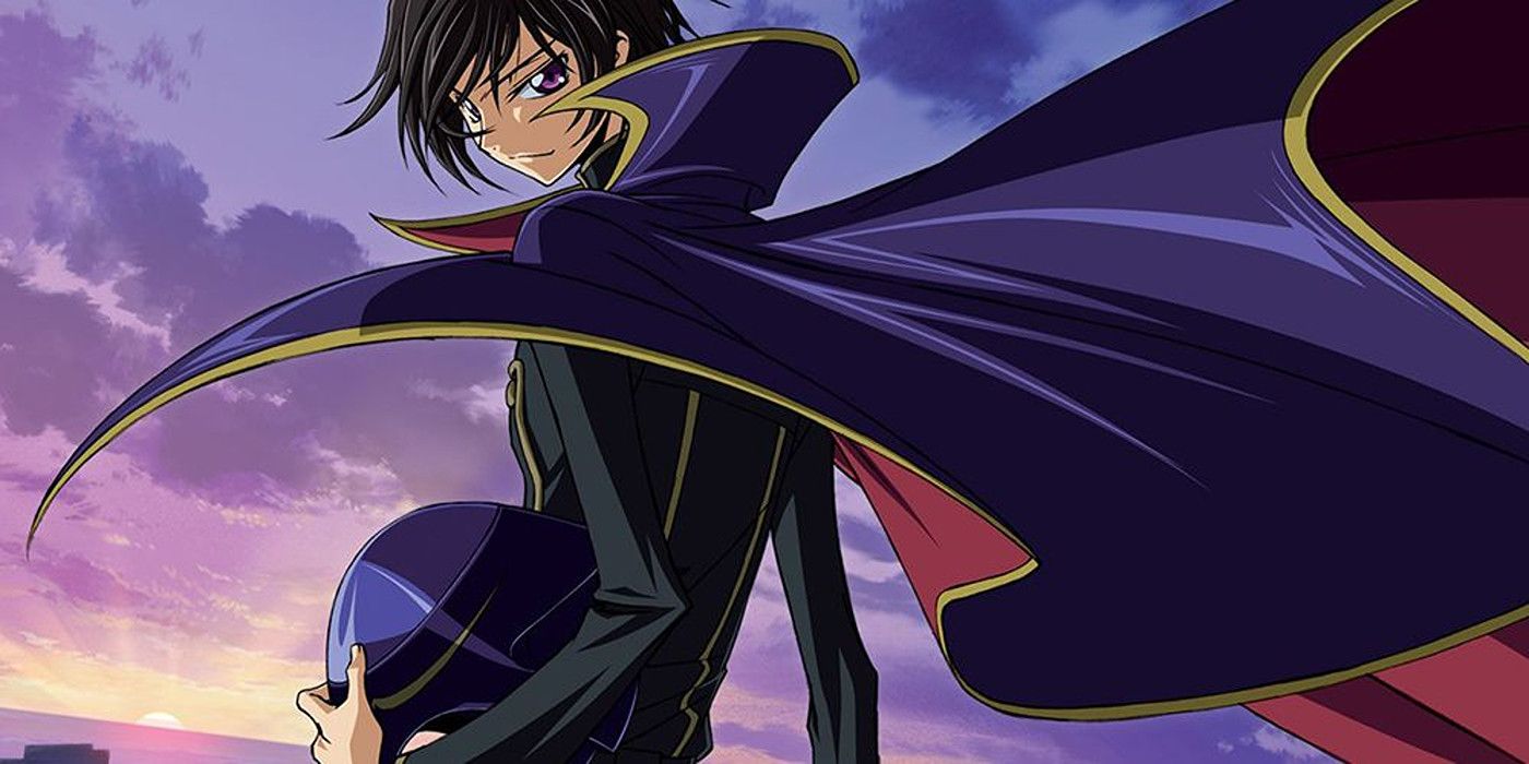 Lelouch Lamperouge with his cape on in Code Geass