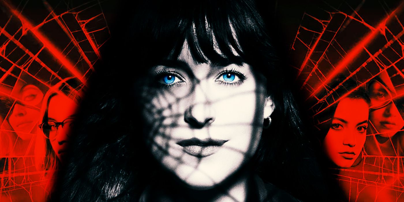 Custom Image of Dakota Johnson as Cassandra Webb staring into the camera in Sony Pictures' Spider-Man spinoff, Madame Web.