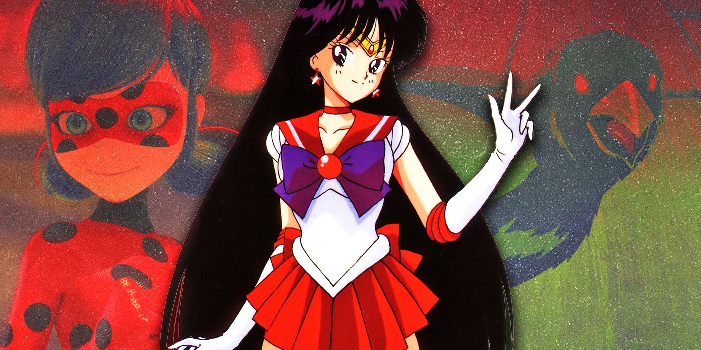 Marinette (Miraculous) Sailor Mars (Sailor Moon) and Kasugai Crow (Demon Slayer)