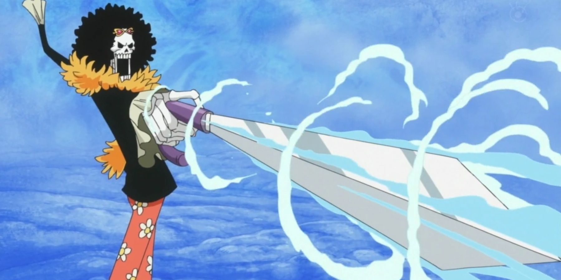 Brook uses Soul Solid against the New Fish-Man Pirates in One Piece