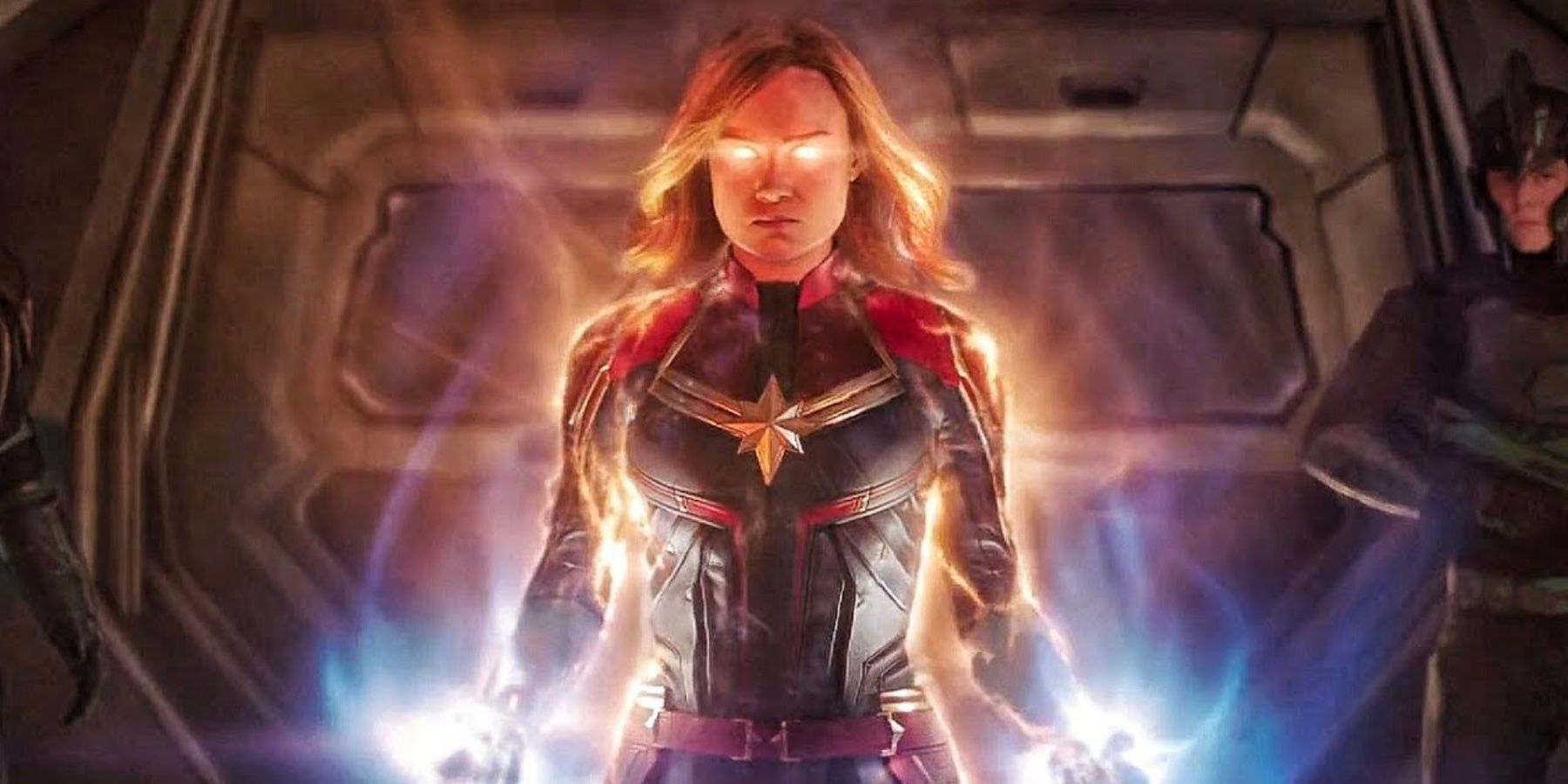 Captain Marvel (Brie Larson) unleashes her full power for the first time in Captain Marvel