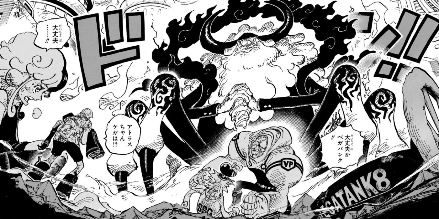 Saint Jaygarcia Saturn appearing in his hybrid Devil fruit form for the first time in the One Piece manga