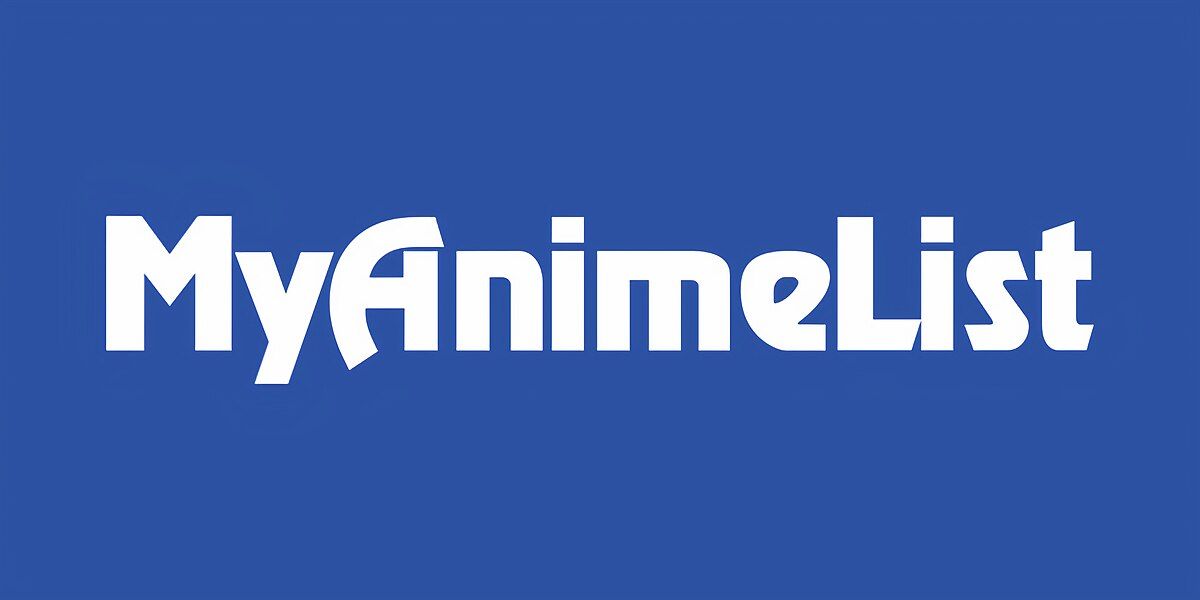 The official white logo on a blue background for Myanimélist (evil)