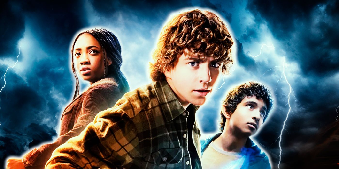 Annabeth (Leah Jeffries), Percy Jackson (Walker Scobell), and Grover Underwood (Aryan Simhadri) in Percy Jackson and the Olympians