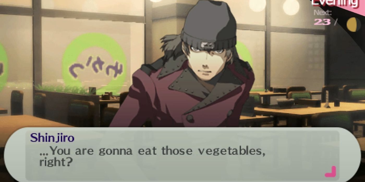 Shinjiro falando no videogame Persona 3 Portable.