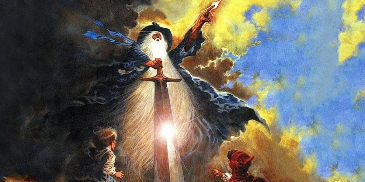 Capa de Ralph Bakshi Senhor dos Anéis com Gandalf Frodo e Sam