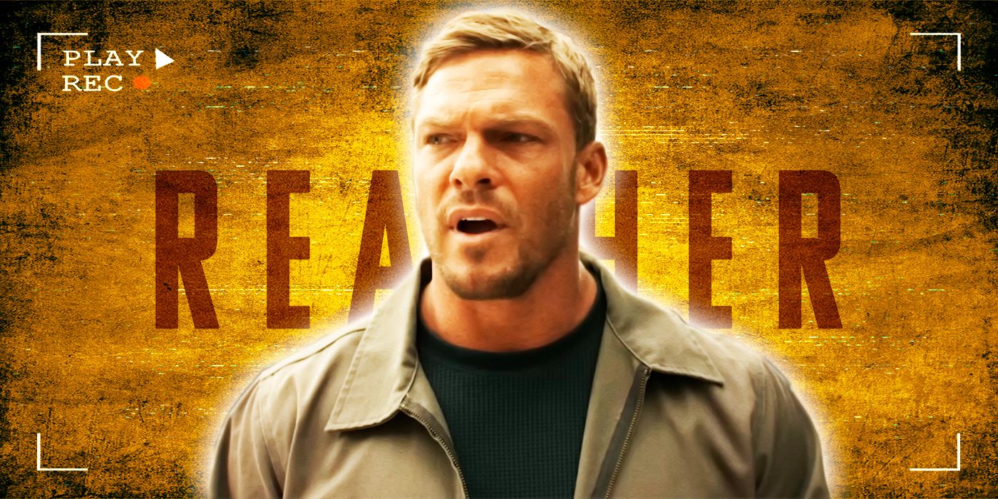 Alan Ritchson as Jack Reacher superimposed over the Reacher title treatment