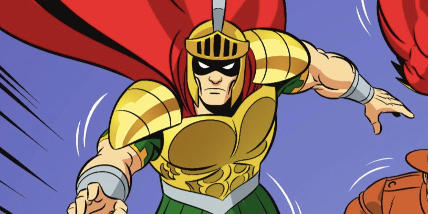 The Legionary running with his cape flapping behind him; from DC Comics