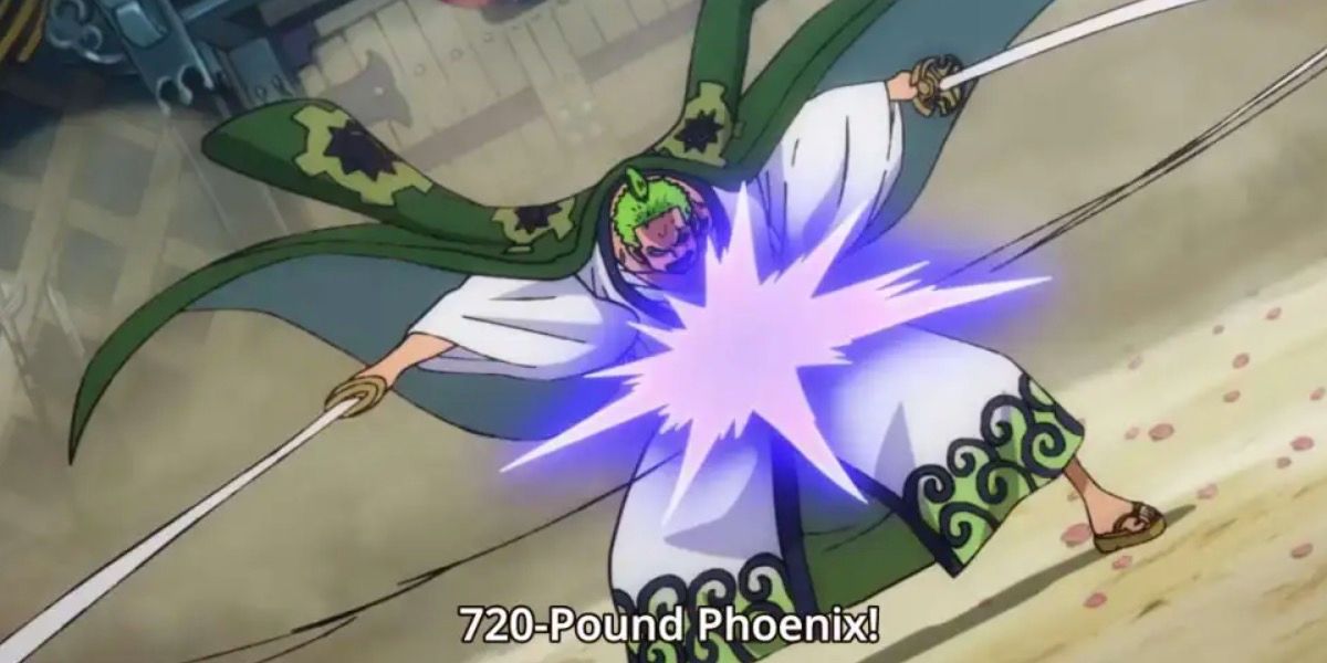 One Piece's Roronoa Zoro unleashes the 720 Pound Phoenix in the Wano Arc.