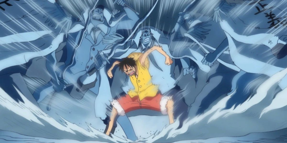 Luffy unconsciously using Conqueror's Haki during Marineford