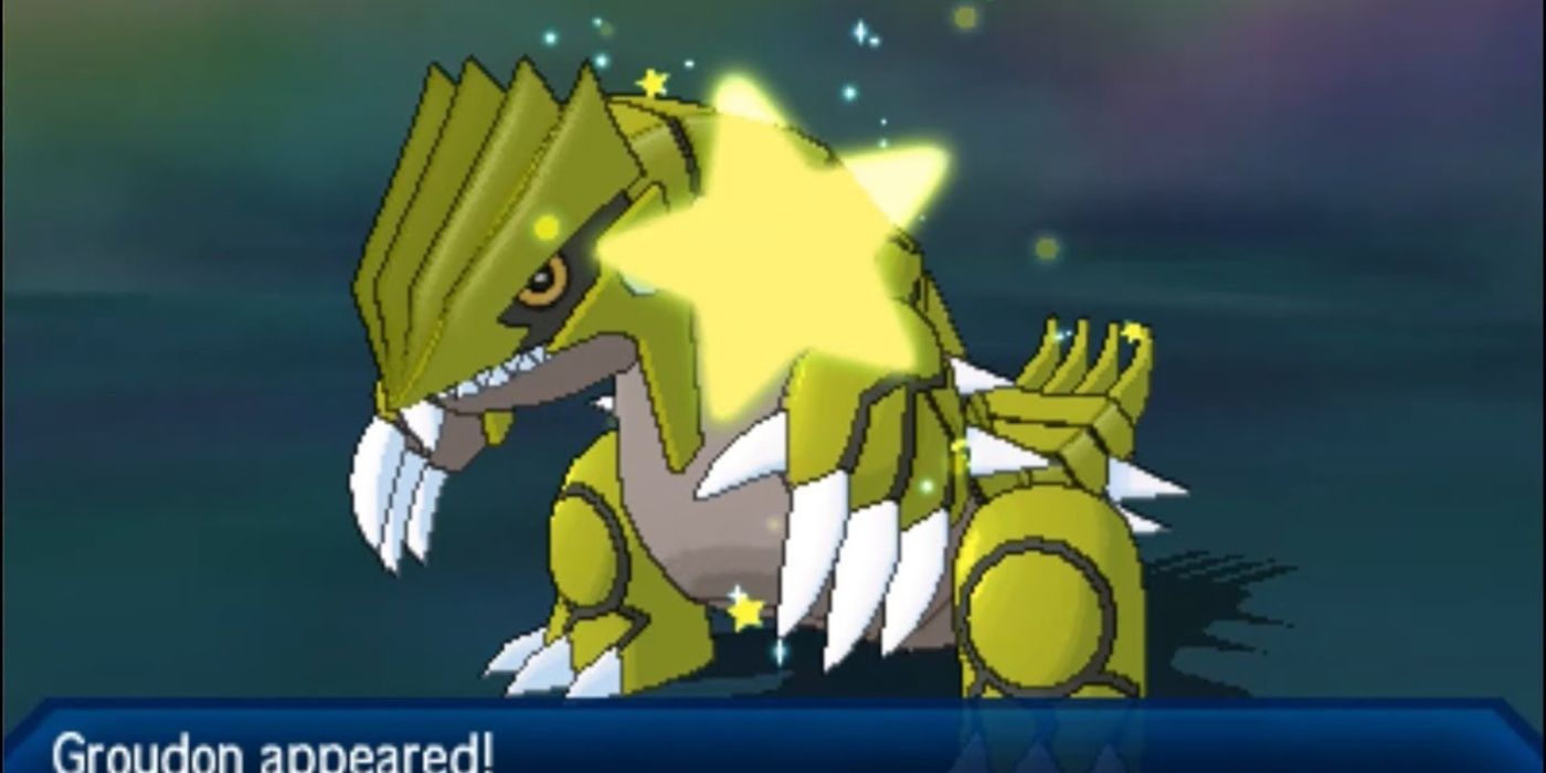 A Shiny Groudon appearing in Pokémon Ultra Sun.