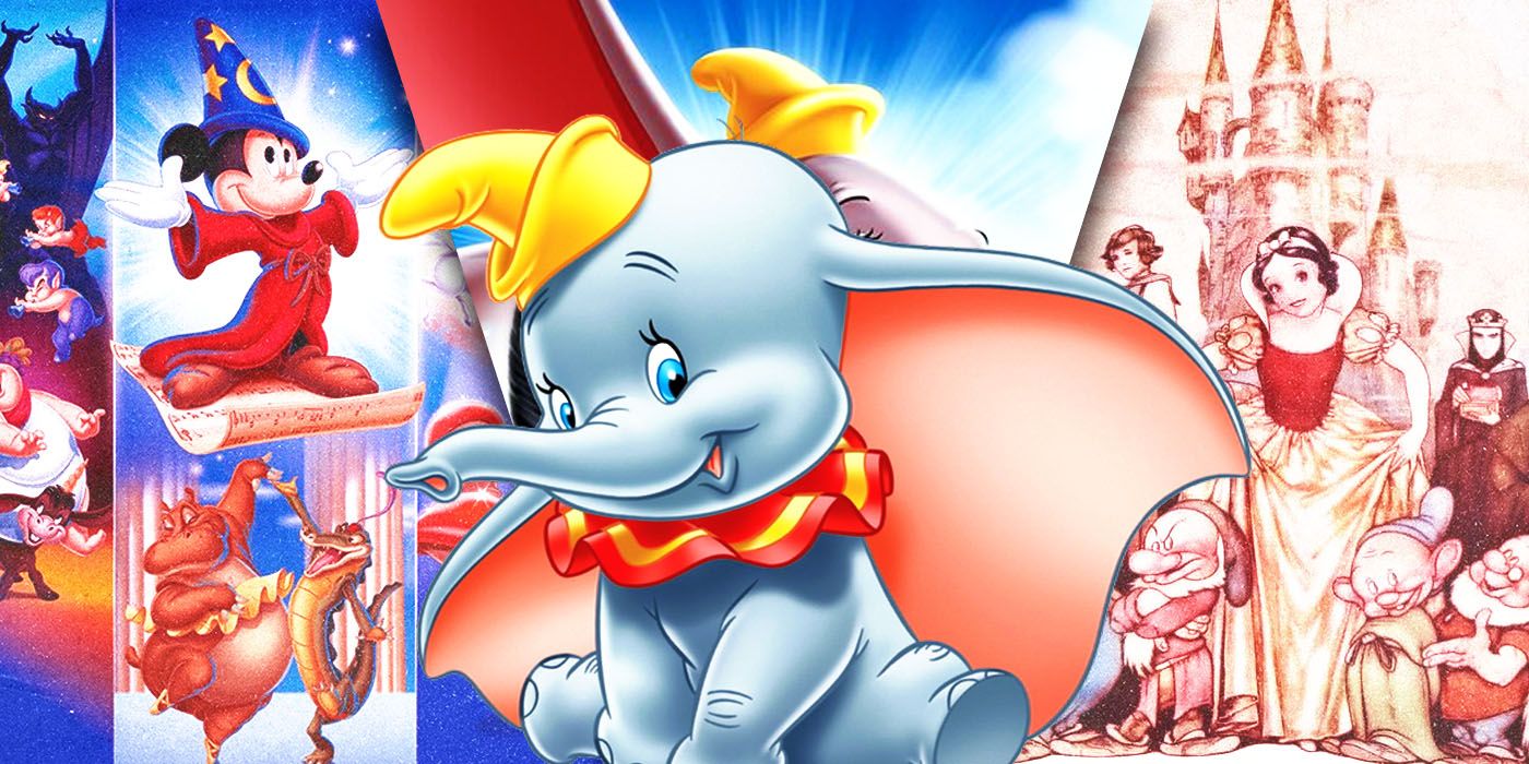 Split Images of Fantasia, Dumbo, and Snow White