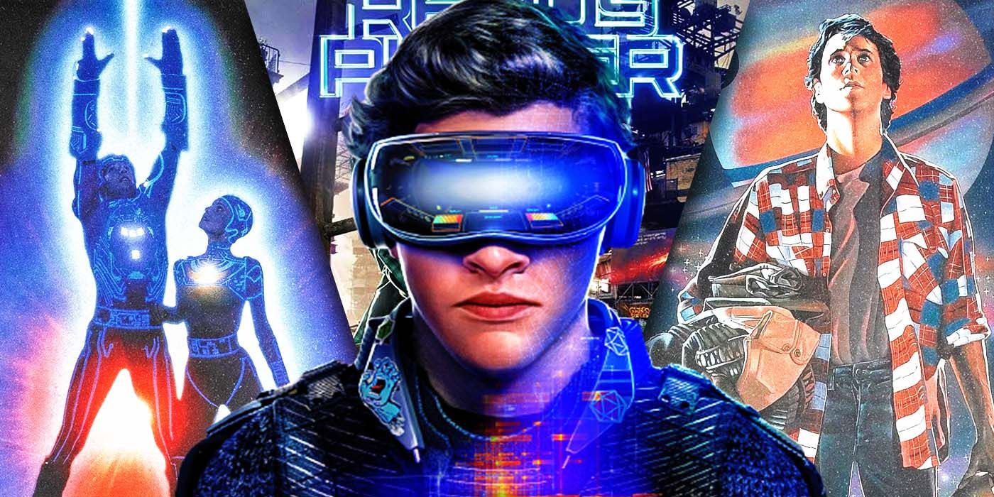 Split Images of Ready Player One, Tron, and The Last Starfighter