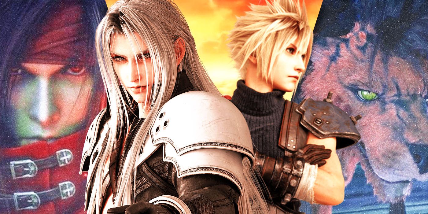Split Images of Vincent, Sephiroth, CLoud, and Red Xiii