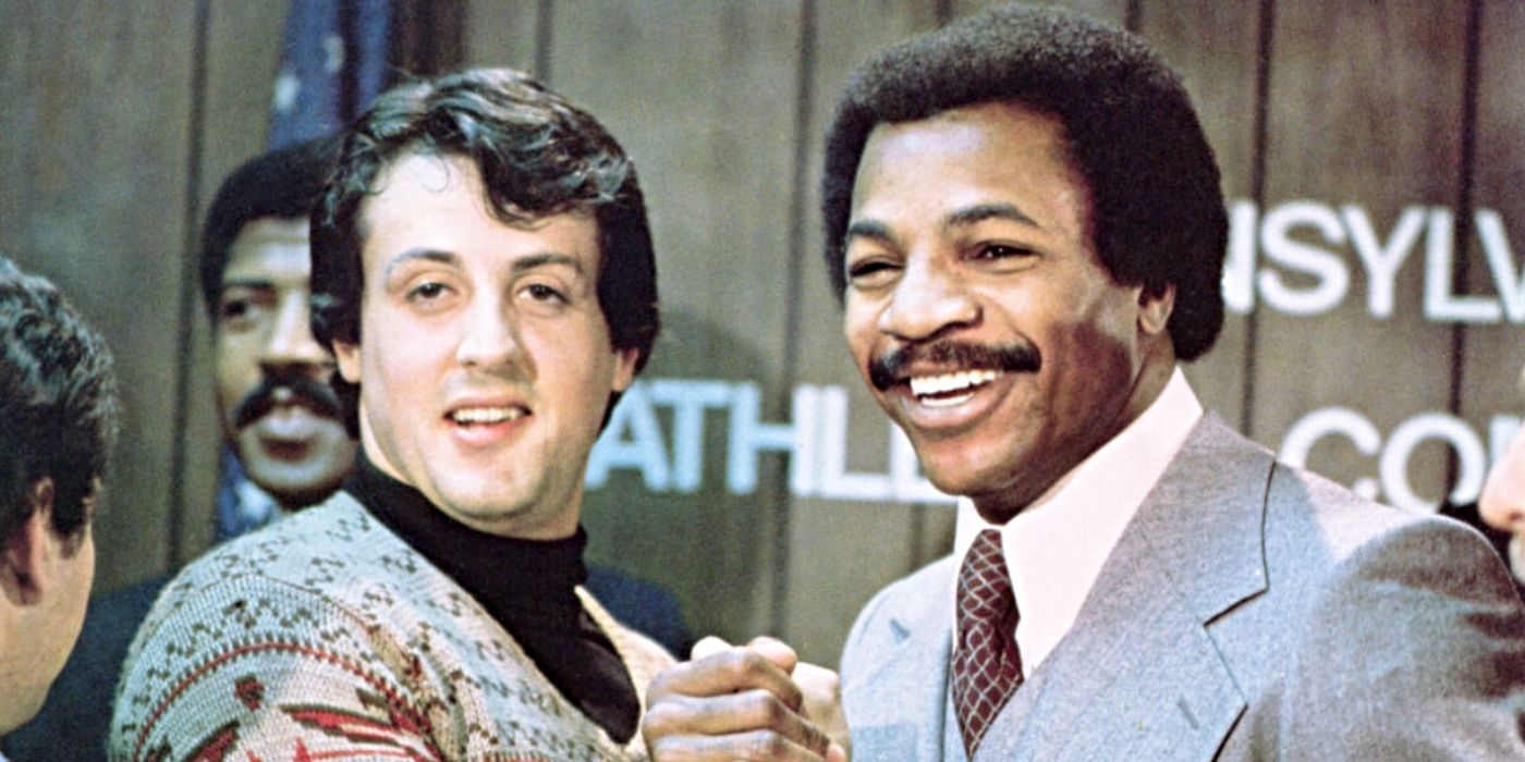 Sylvester Stallone and Carl Weathers in the Rocky franchise