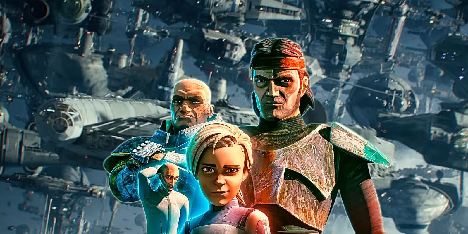 Star Wars: The Bad Batch's Omega, Hunter, Wrecker and Crosshair stand with Rise of Skywalker resistance fleet
