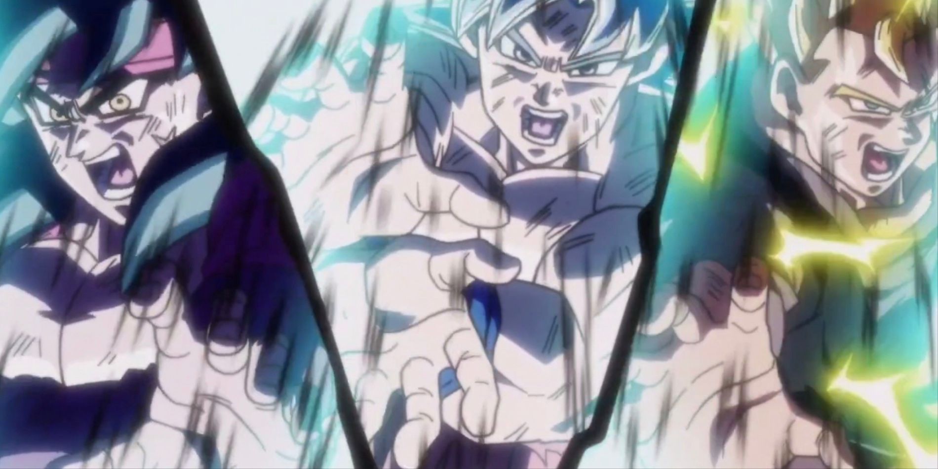 Xeno Bardock, Goku, and Future Gohan fight against Demigra in Super Dragon Ball Heroes.