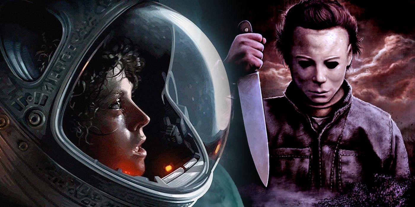 Split image of posters for Alien and Halloween