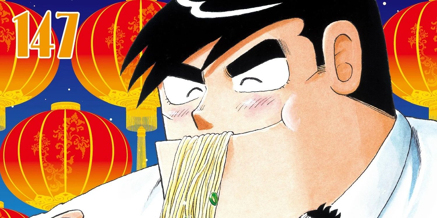 O personagem principal comendo ramen em Cooking Papa