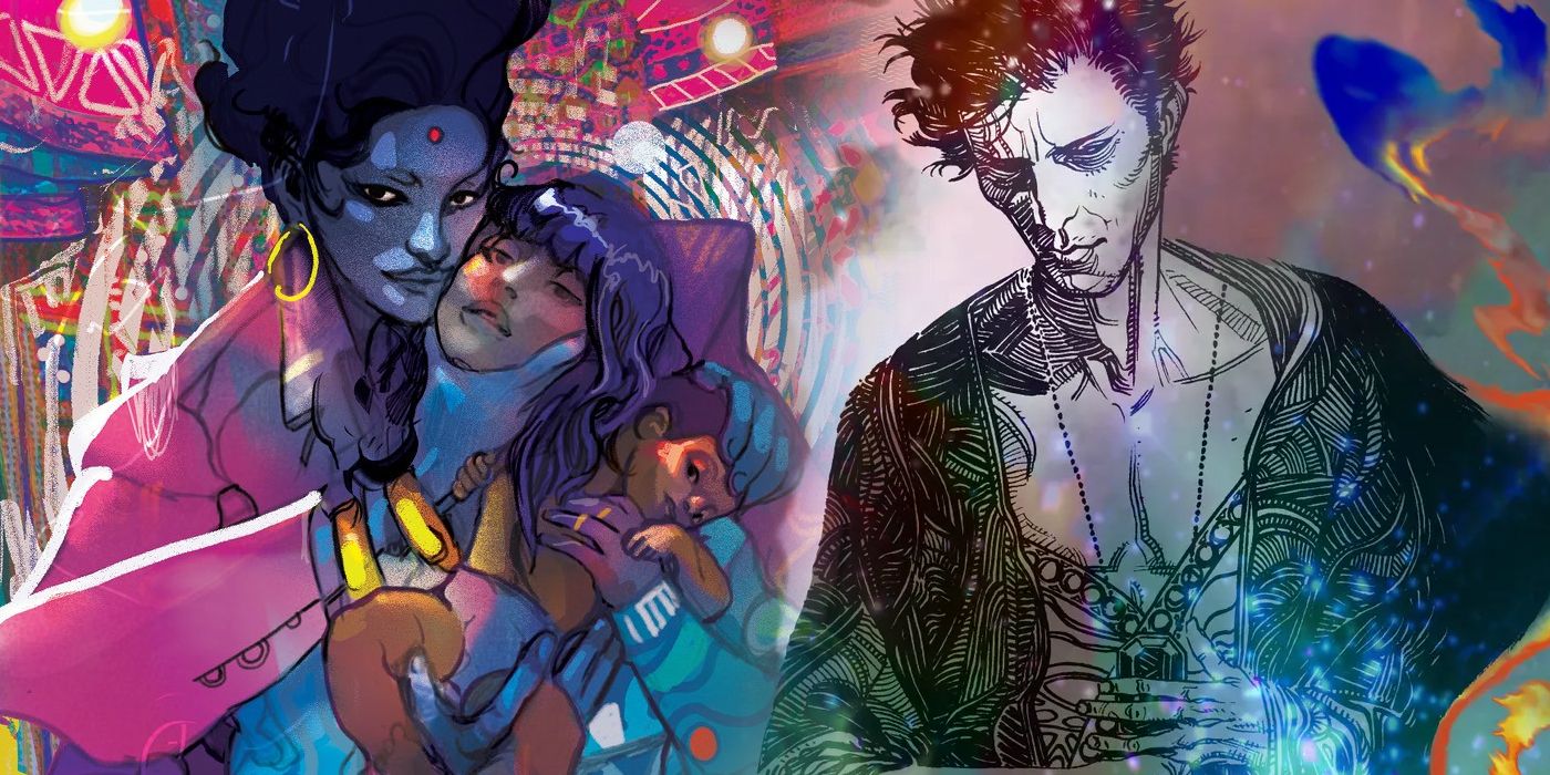 Split image of covers for The Many Deaths Of Laila Starr and The Sandman Overture