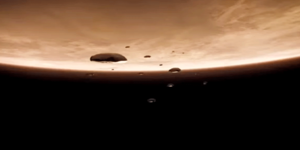 Esses navios chegam a Arrakis em Duna: Parte Um.